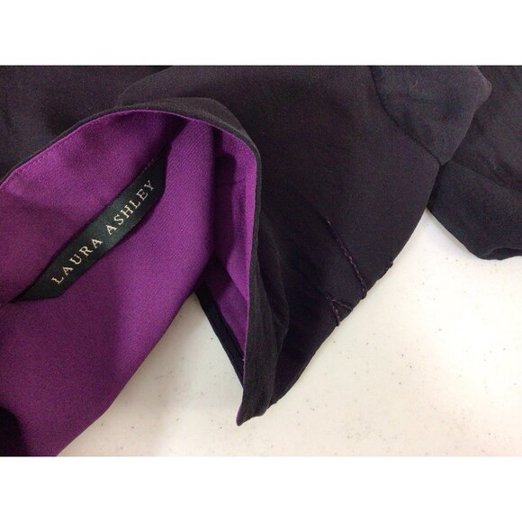 Laura Ashley Silk Blouse Floral Embroidered Womens 10 - Picture 9 of 10